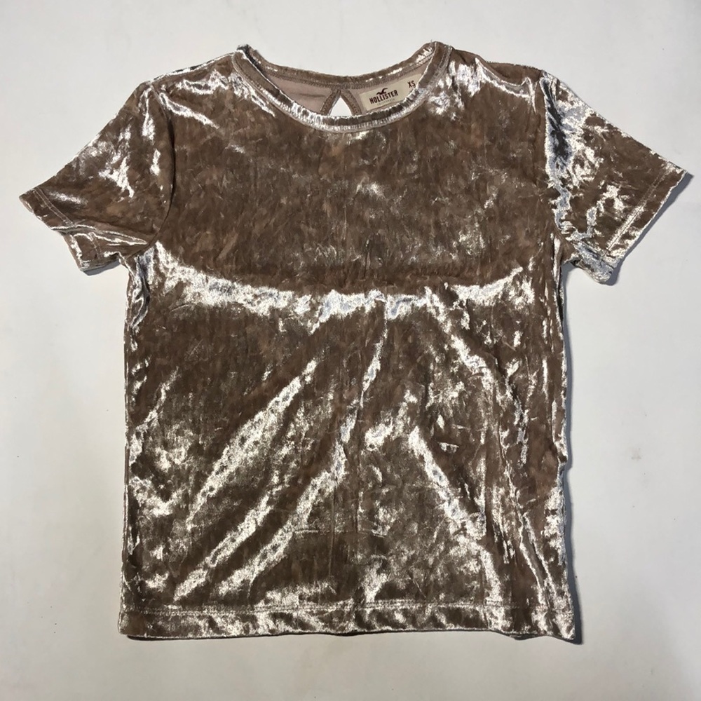 velvet short sleeve crop top